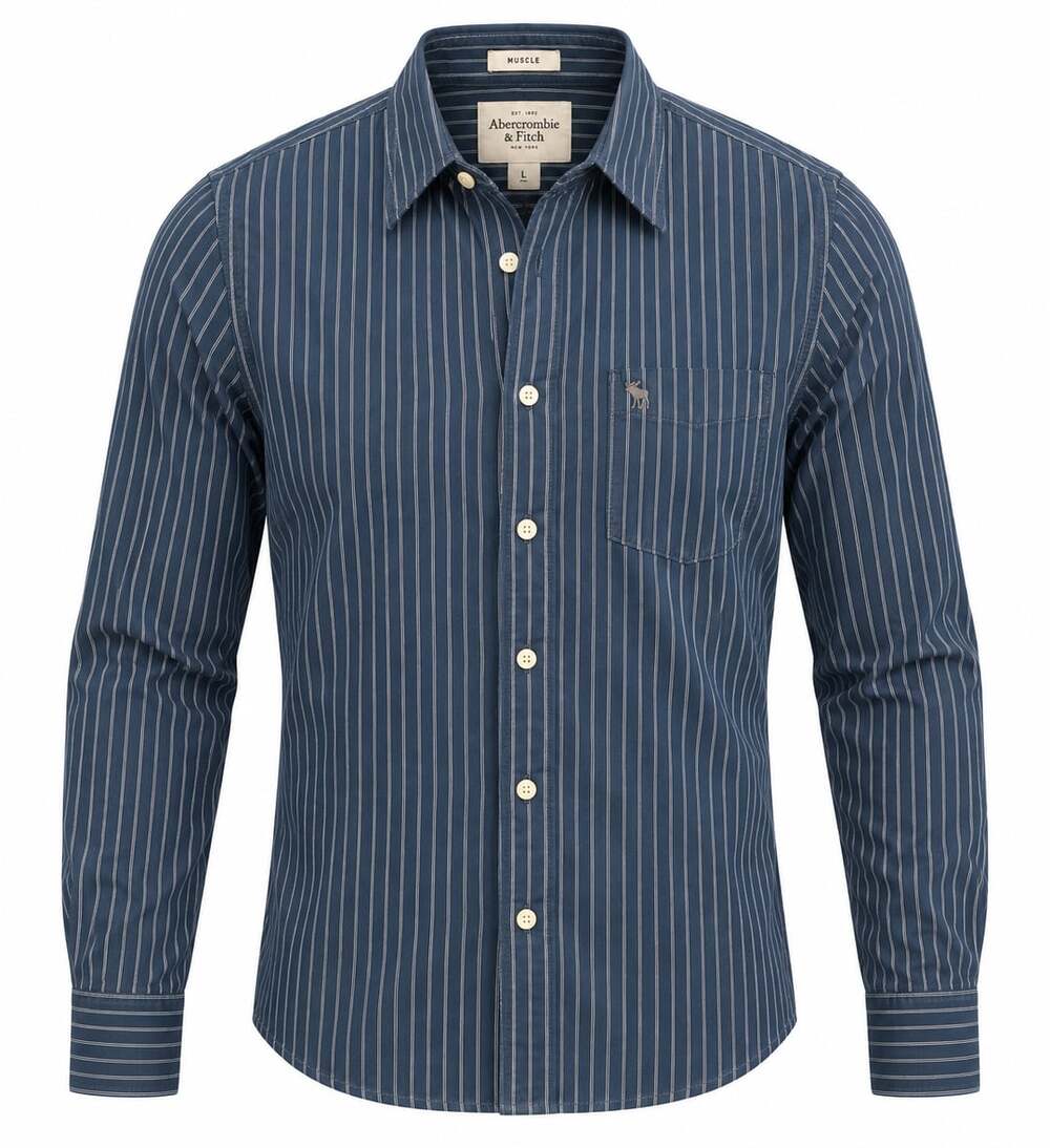 Abercrombie & Fitch Muscle Fit Striped Long Sleeve Button Down Shirt Size L